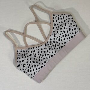 Sarah’s Day x White Fox Active Sports Bra Black White Spot Criss Cross Back